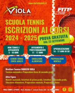 Tennis - Aperte iscrizioni 2024-25
