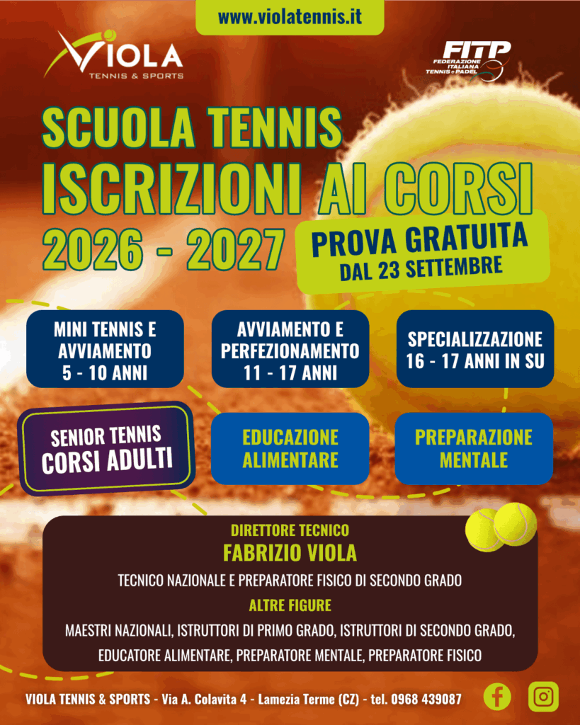 Tennis - Aperte iscrizioni 2026-27
